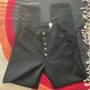 Black High-Rise Button-Fly Rockies Jeans